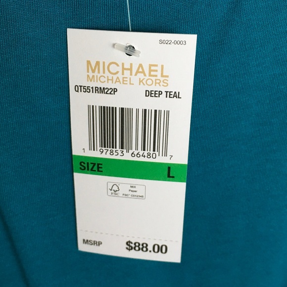 MICHAEL Michael Kors Teal Tank Top with Gold Accents - Picture 3 of 6
